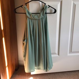 Green High Collar Blouse